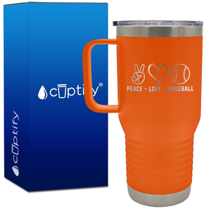 Peace Love Baseball 20oz Baseball Travel Mug