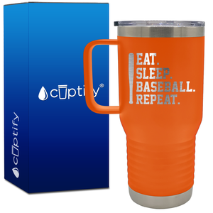 Eat. Sleep. Baseball. Repeat. Bat 20oz Baseball Travel Mug