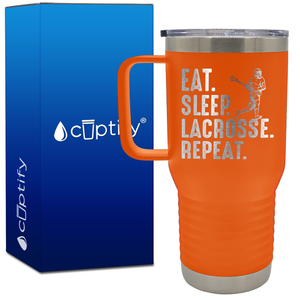 Eat. Sleep. Lacrosse. Repeat. 20oz Lacrosse Travel Mug