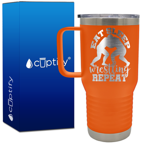 Eat Sleep Wrestling Repeat 20oz Wrestling Travel Mug