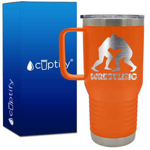 Wrestling Silhouettes 20oz Wrestling Travel Mug