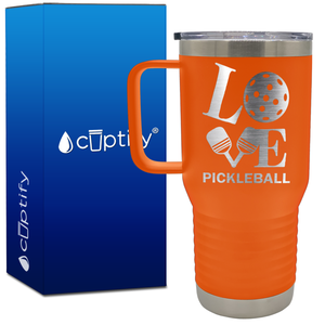 Love Pickleball Paddles 20oz Pickleball Travel Mug