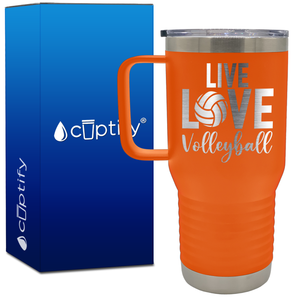 Live Love Volleyball 20oz Volleyball Travel Mug