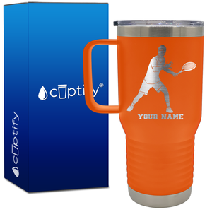 Personalized Male Tennis Player 20oz Tennis Travel Mug