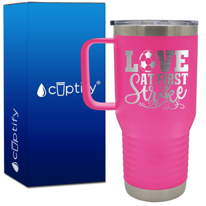 Love at First Strike 20oz Soccer Travel Mug