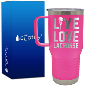 Live Love Lacrosse Stick 20oz Lacrosse Travel Mug