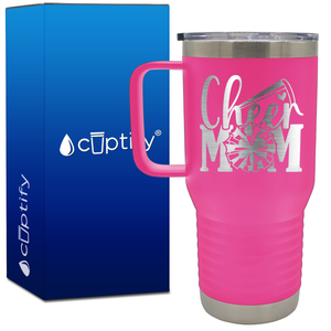 Cheer Mom Pom Pom and Megaphone 20oz Cheer Travel Mug