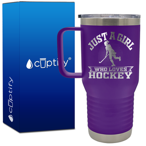 Just a Girl Who Loves Hockey Player Silhouette 20oz Hockey Travel Mug