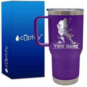 Personalized Skating Hockey Player 20oz Hockey Travel Mug