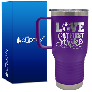 Love at First Strike 20oz Soccer Travel Mug