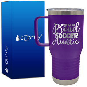 Proud Soccer Auntie 20oz Soccer Travel Mug