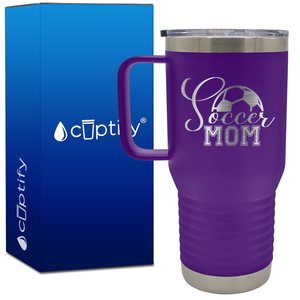 Soccer Mom with Ball 20oz Soccer Travel Mug