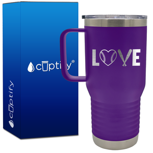 Love Baseball 20oz Baseball Travel Mug