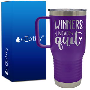 Winners Never Quit 20oz Baseball Travel Mug