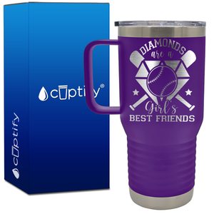 Diamonds are a Girl's Best Friend Baseball 20oz Baseball Travel Mug