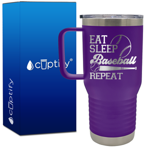 Eat Sleep Baseball Repeat Bat and Ball 20oz Baseball Travel Mug