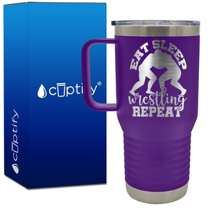 Eat Sleep Wrestling Repeat 20oz Wrestling Travel Mug