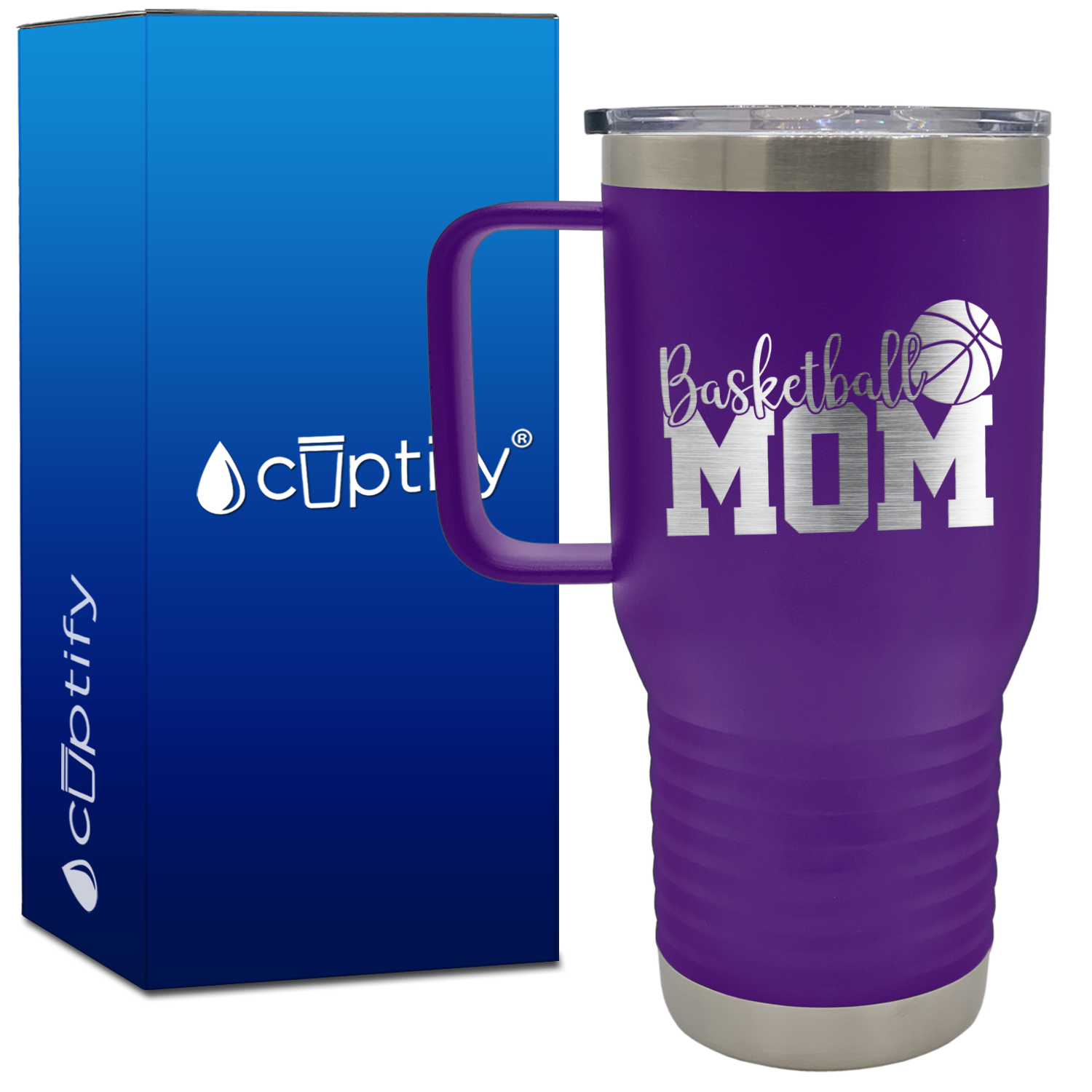 Basketball Mom Slanted 20oz Basketball Travel Mug