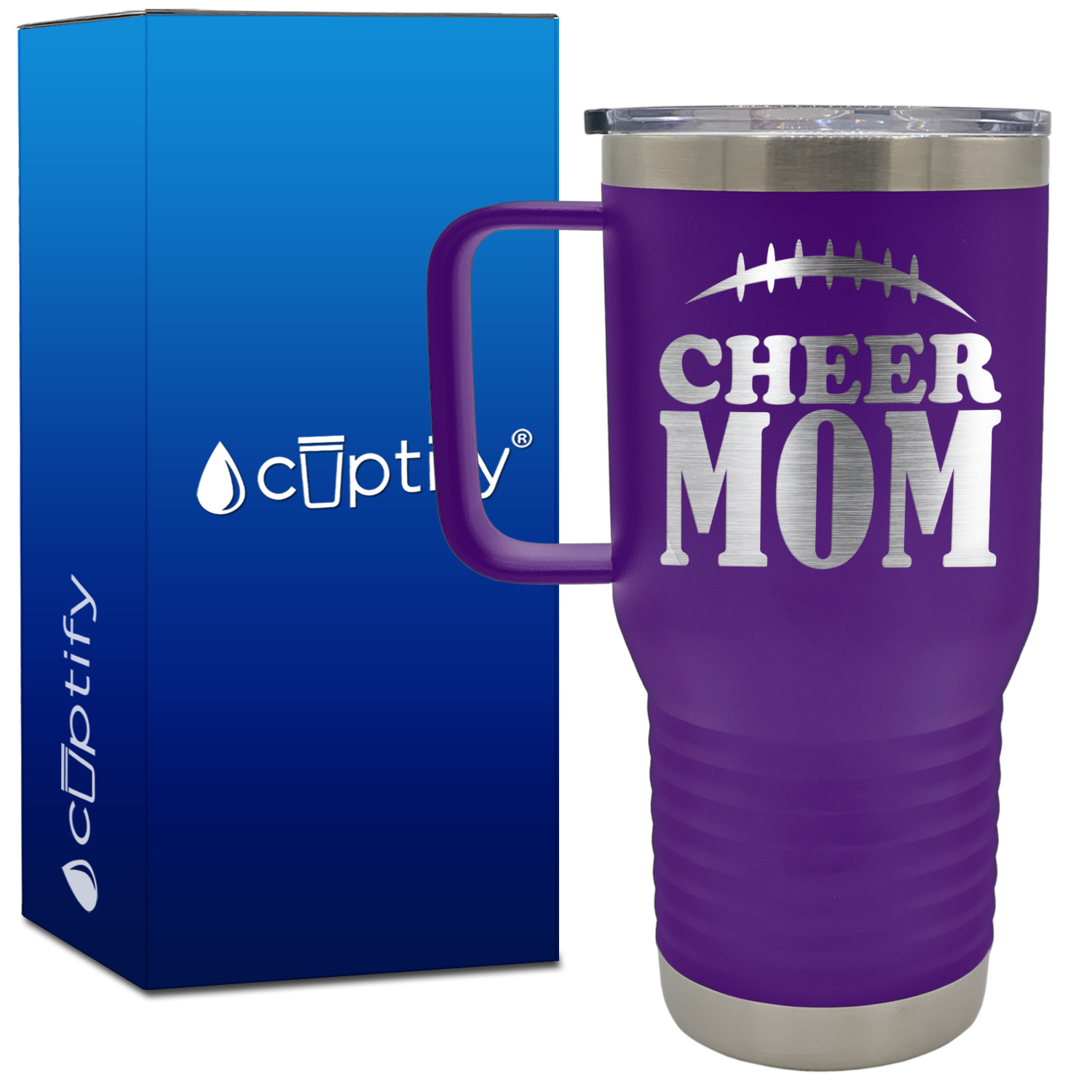 Cheer Mom Football Stitches 20oz Cheer Travel Mug