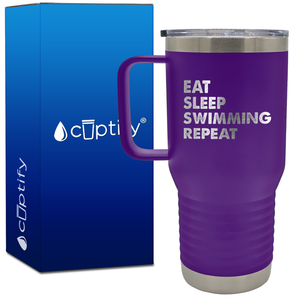 Eat Sleep Swimming Repeat 20oz Swimming Travel Mug