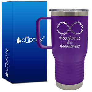 Acceptance not Awareness 20oz Autism Travel Mug