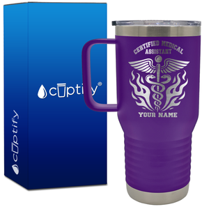 Personalized Certified Medical Assistant Stylish Caduceus 20oz CMA Travel Mug