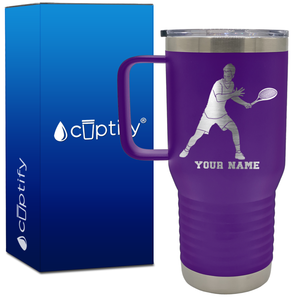 Personalized Male Tennis Player 20oz Tennis Travel Mug