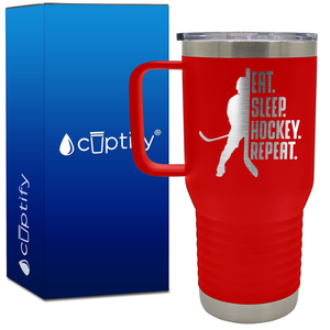 Eat. Sleep. Hockey. Repeat. 20oz Hockey Travel Mug