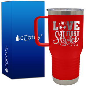 Love at First Strike 20oz Soccer Travel Mug