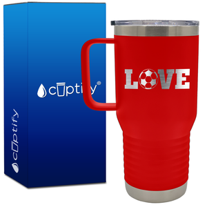 Love Soccer Ball 20oz Soccer Travel Mug