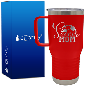 Soccer Mom with Ball 20oz Soccer Travel Mug