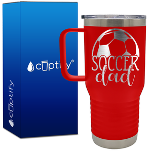 Soccer Dad with Ball on Top 20oz Soccer Travel Mug