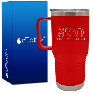 Peace Love Baseball 20oz Baseball Travel Mug