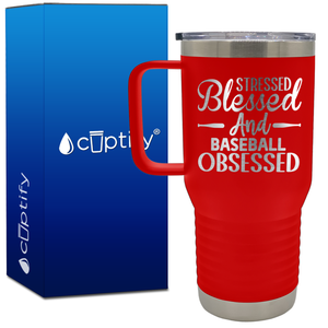 Stressed Blessed and Baseball Obsessed 20oz Baseball Travel Mug