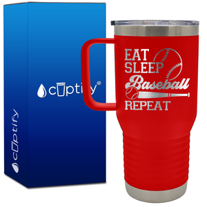 Eat Sleep Baseball Repeat Bat and Ball 20oz Baseball Travel Mug