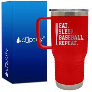 Eat. Sleep. Baseball. Repeat. Bat 20oz Baseball Travel Mug