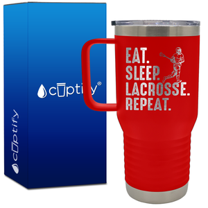 Eat. Sleep. Lacrosse. Repeat. 20oz Lacrosse Travel Mug