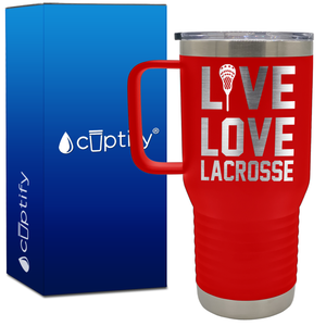 Live Love Lacrosse Stick 20oz Lacrosse Travel Mug