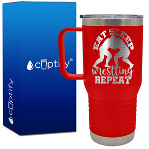 Eat Sleep Wrestling Repeat 20oz Wrestling Travel Mug