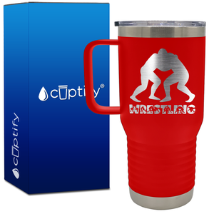 Wrestling Silhouettes 20oz Wrestling Travel Mug