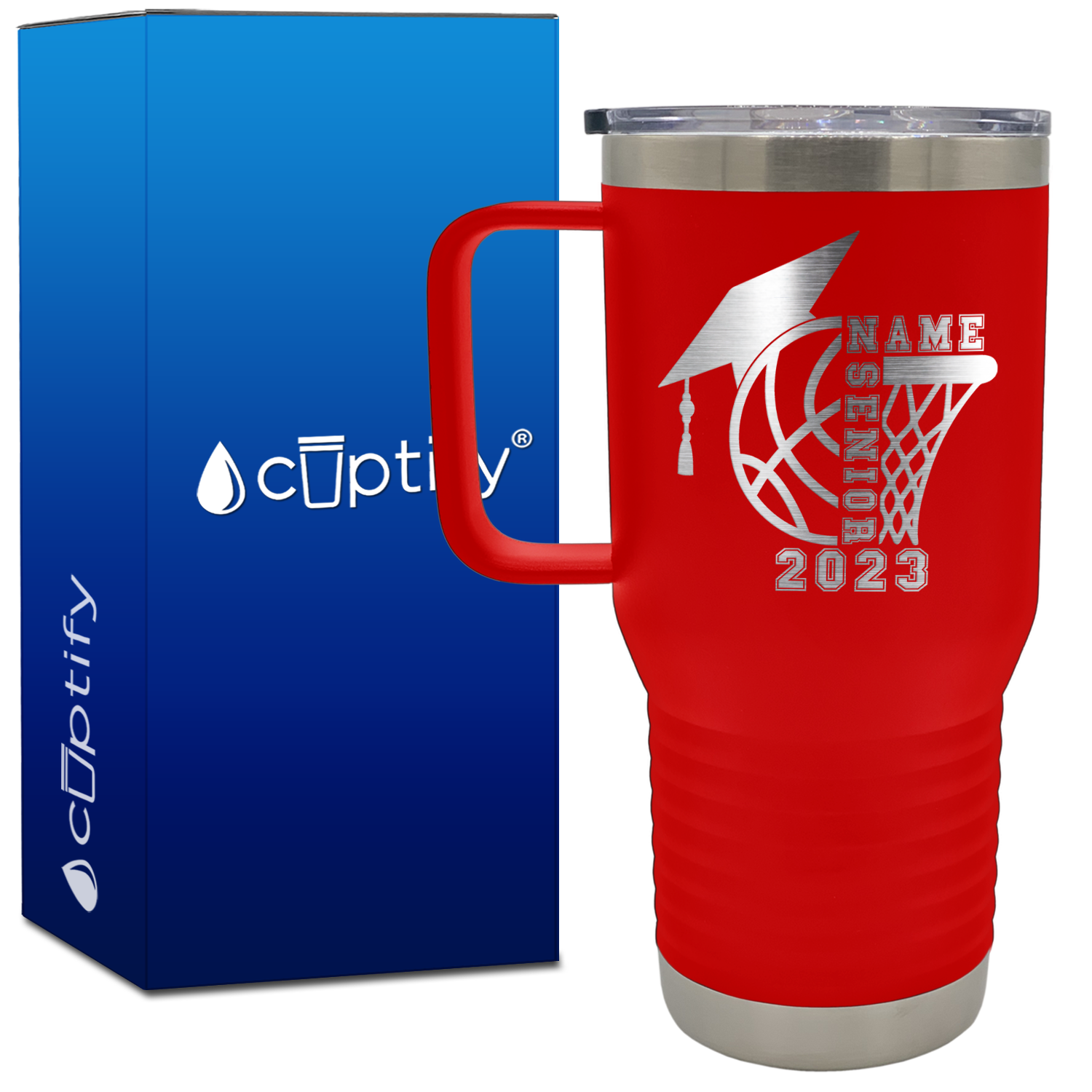 Personalized Basketball Senior 20oz Basketball Travel Mug