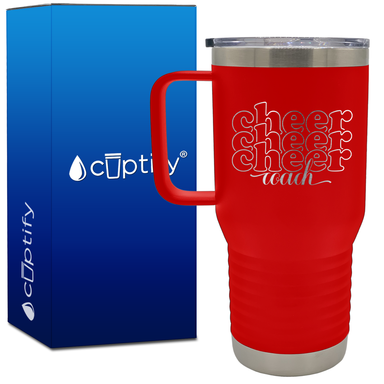 Cheer Cheer Cheer Coach Outline 20oz Cheer Travel Mug