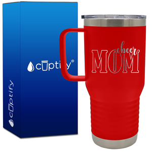 Cheer Mom Outline 20oz Cheer Travel Mug