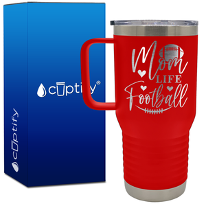 Mom Life Football 20oz Football Travel Mug