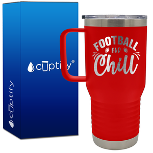 Football and Chill 20oz Football Travel Mug