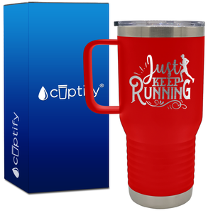 Just Keep Running Silhoutte 20oz Running Travel Mug