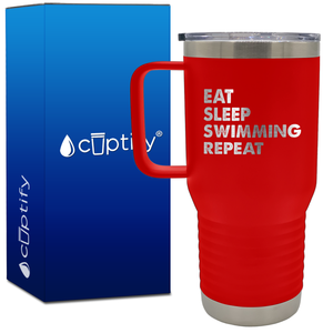 Eat Sleep Swimming Repeat 20oz Swimming Travel Mug