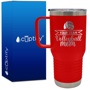 Personalized Team Name Volleyball Mom 20oz Volleyball Travel Mug