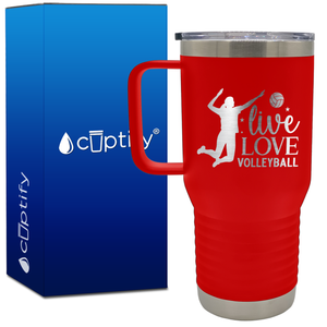 Live Love Volleyball Silhouette 20oz Volleyball Travel Mug