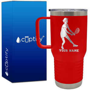 Personalized Female Tennis Player 20oz Tennis Travel Mug